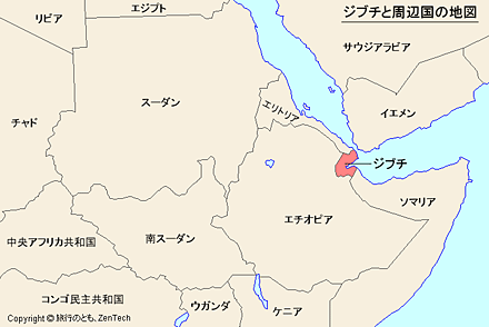 ジブチと周辺国の地図